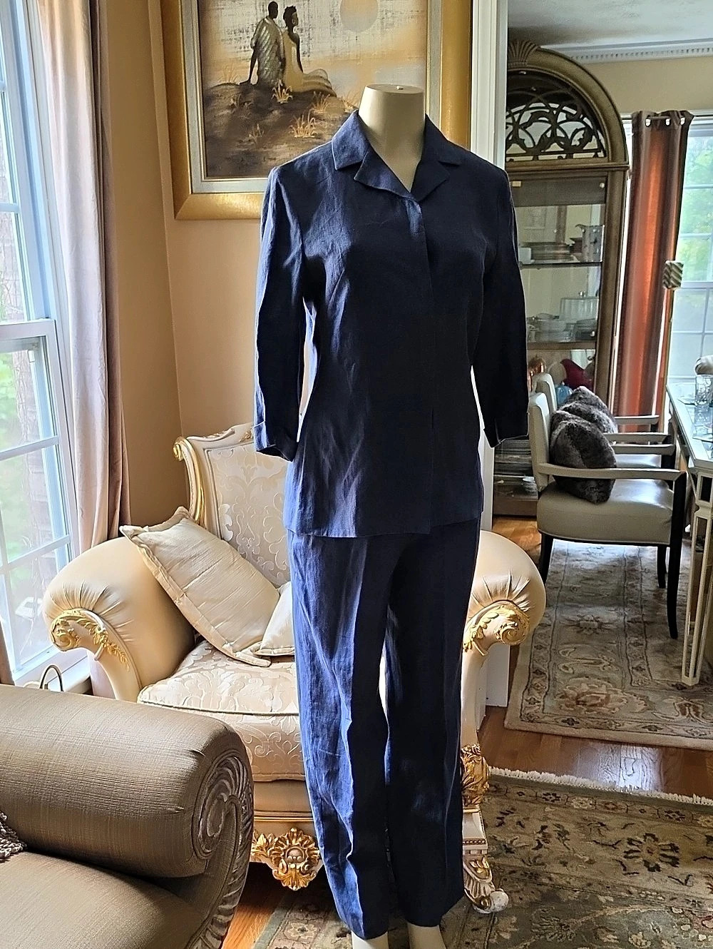 Linen Women's Blue Pantsuit Like New
